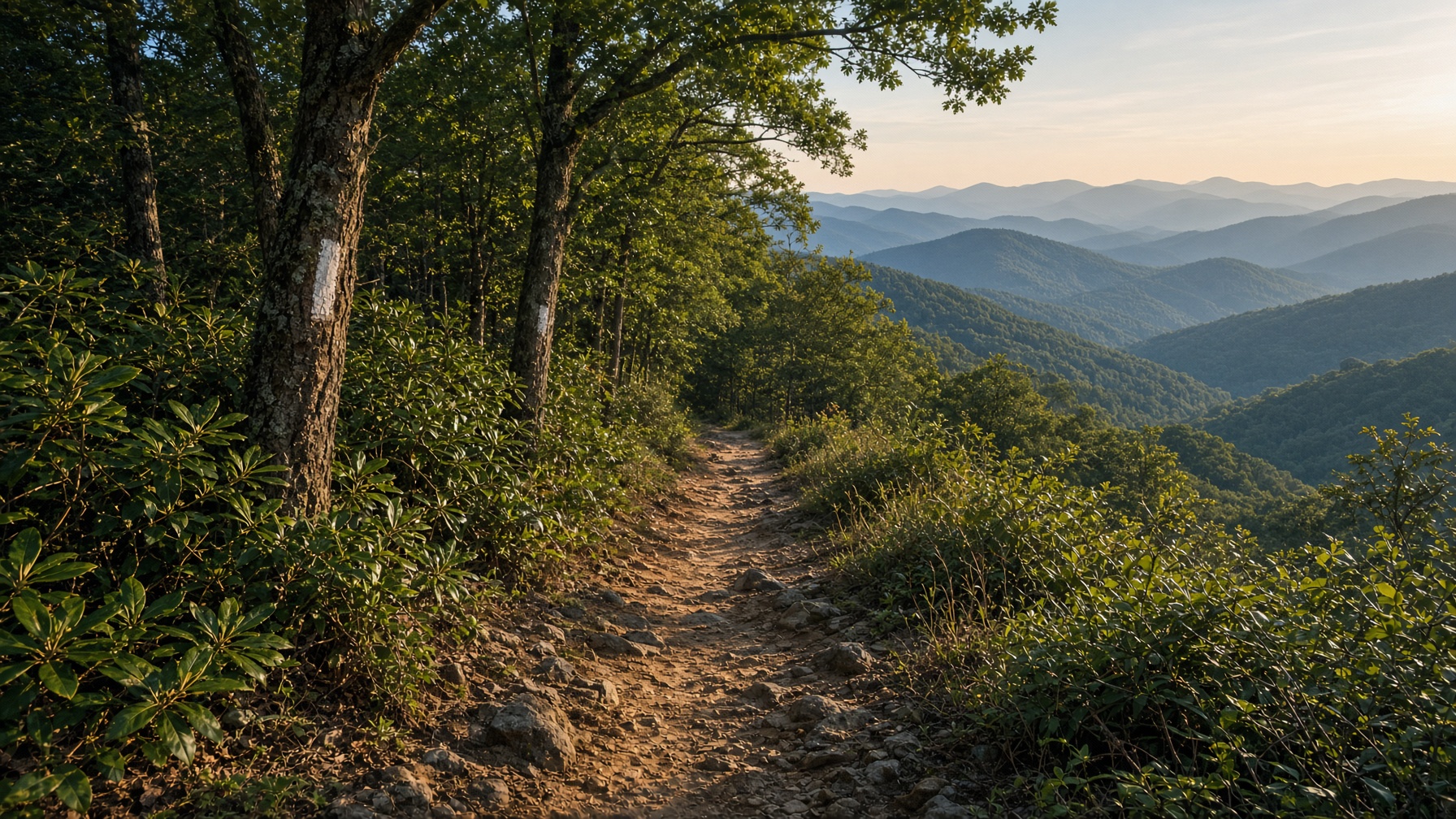 A mountain hiking trail through the woods — where summer camp takes scouts